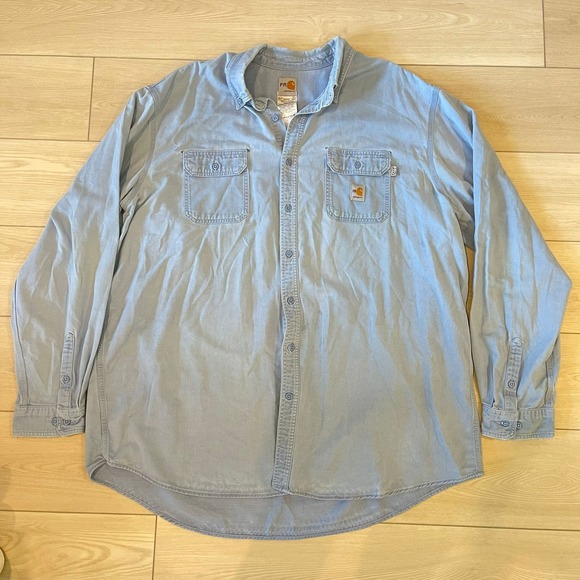 Carhartt FR Flame Resistant Long Sleeve Work Shirt Tall 3XL Light Blue - Picture 1 of 12